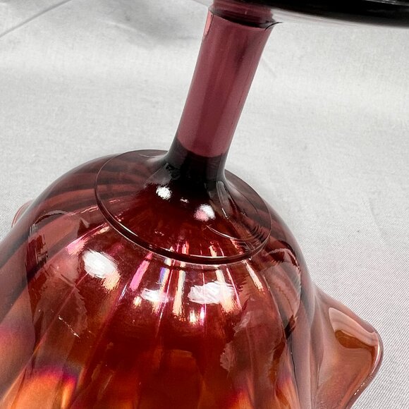 Vtg Fenton Carnival Stippled Rays Art Glass Comport Compote Amethyst Purple - Picture 12 of 16